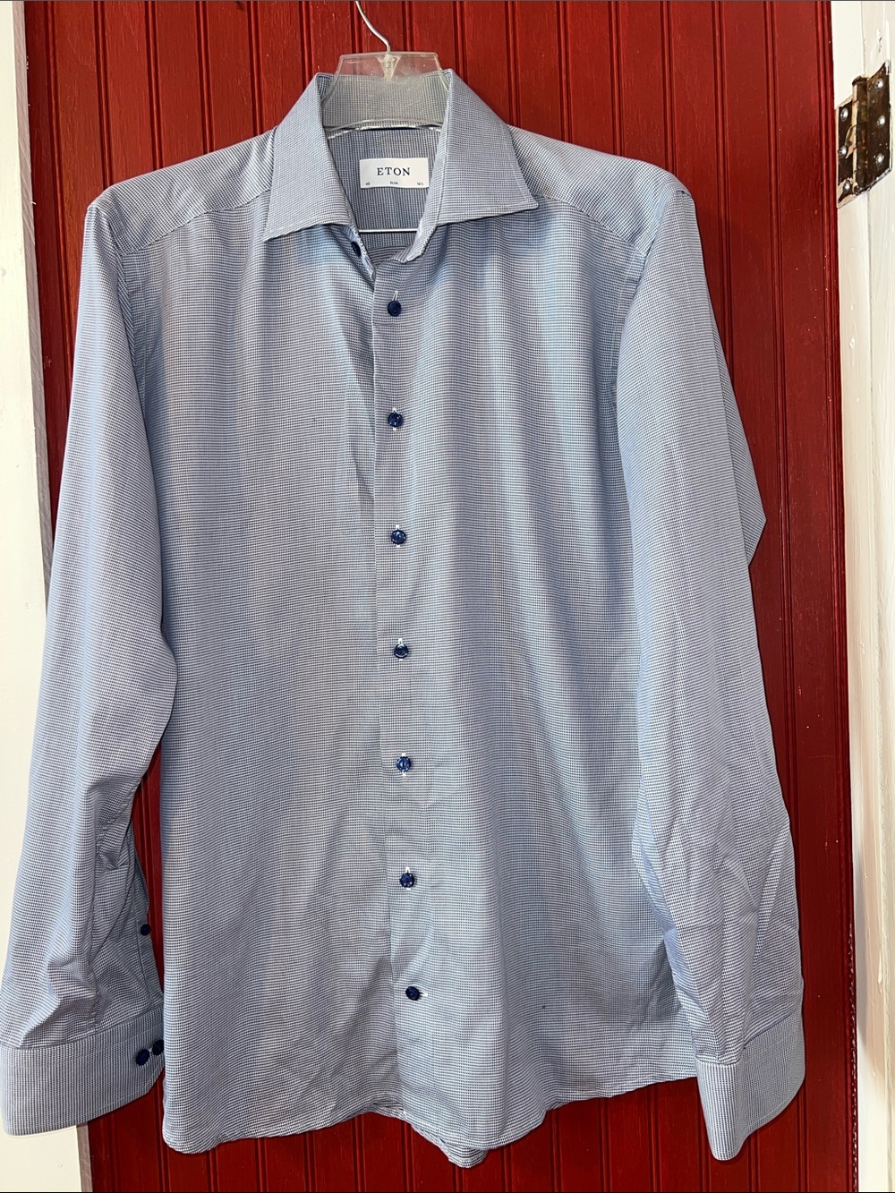 ETON L/S Cotton Light Blue Twill Button Down Dress Shirt Sz 161/2 Contemporary